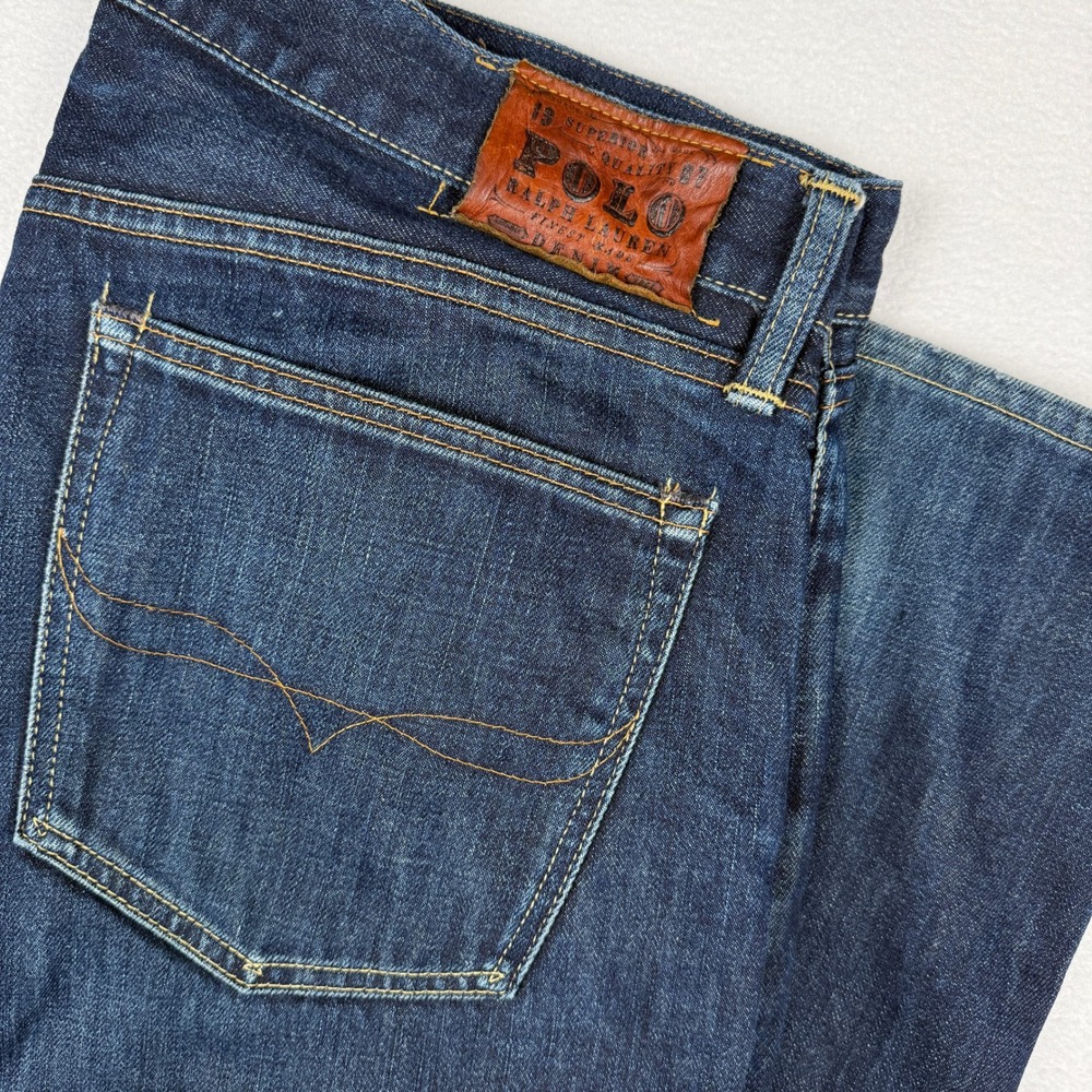 Polo Ralph Lauren Mens Slim Straight Jeans 36x32 Riverside Wash R66SD54 Denim
